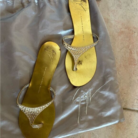 Giuseppe Zanotti Swarovski Crystals Embellished Sandal thong dress shoes flats - Picture 4 of 6